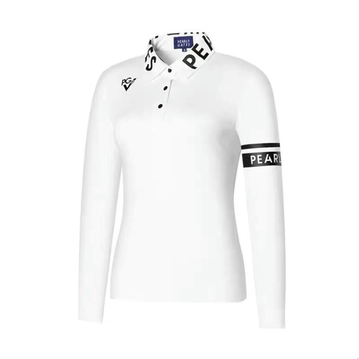 Pearly Gates Ladies Long Sleeve Polo Golf Shirt - Putih S