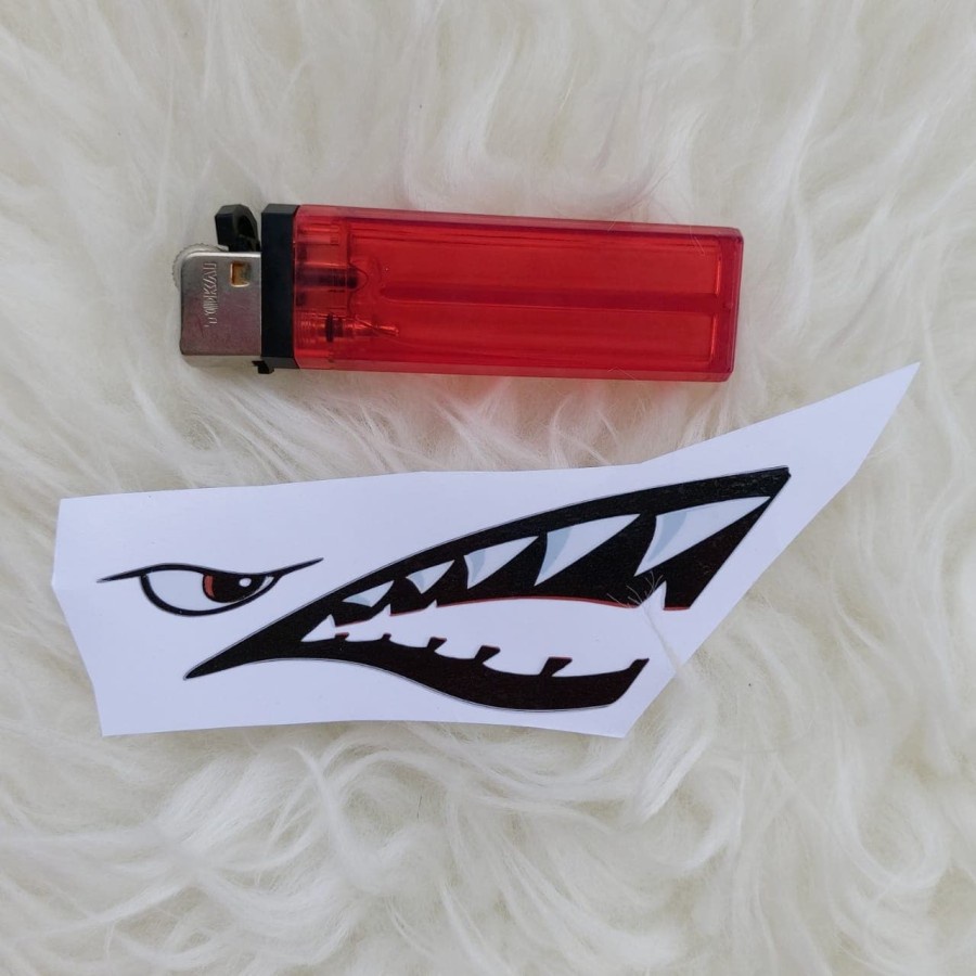 Stiker Vinyl Karakter Mulut Hiu Shark Laptop Case HP Frame Sepeda Bike