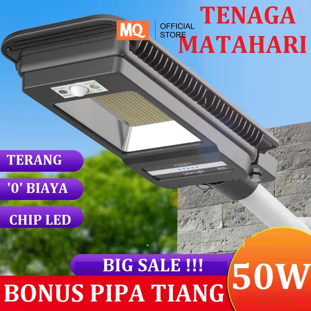 MQ LAMPU JALAN TENAGA MATAHARI  SOLAR CELL 50WATT ALL IN ONE  50WATT Plus PIPA TENAGA SURYA