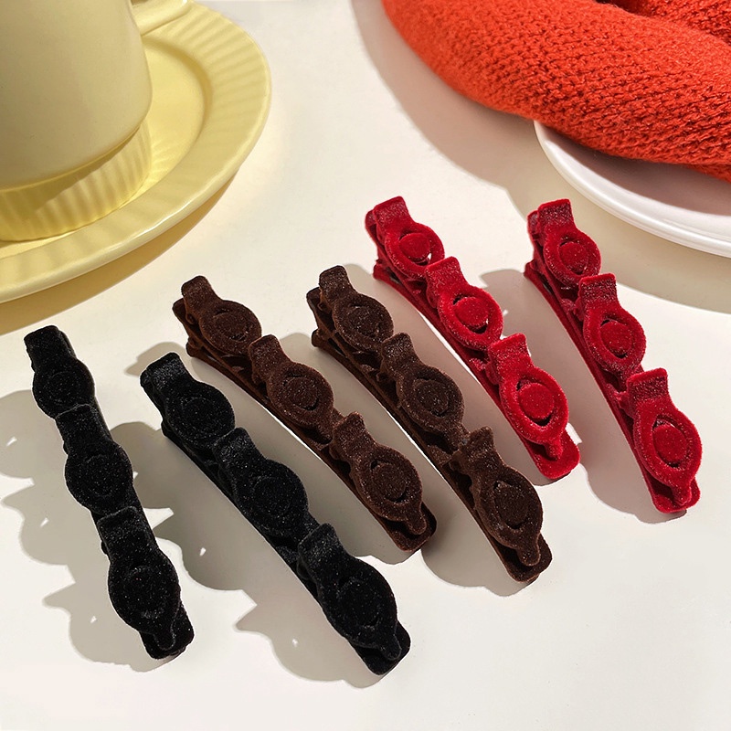 Flocking Hair Clip Side Hiasan Kepala Artefak Rambut Musim Gugur Dan Musim Dingin - PD