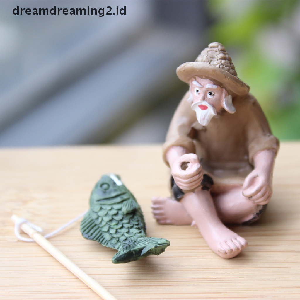 Ornamen Patung Mancing Bahan Resin Untuk Dekorasi Taman