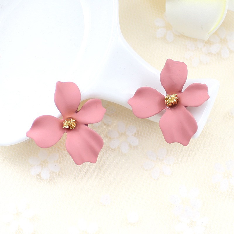 [COD] Anting Tusuk Motif Bunga Aksesoris Fashion Anting Wanita-Pink Muda