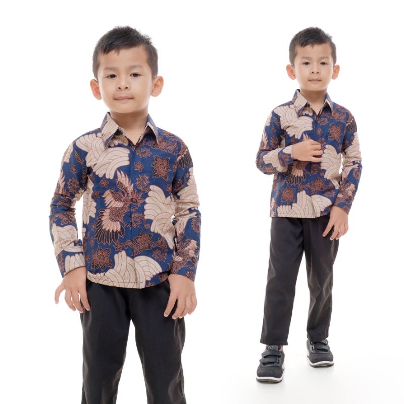 KEMEJA BATIK ANAK LAKI-LAKI LENGAN PANJANG SIZE M L XL XXL USIA 2-12 TH SERAGAM BATIK KIDS