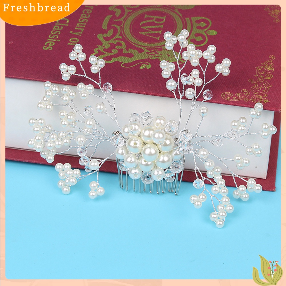 【Fresh】Wedding Party Bridal Elegant Headwear Women Floral Faux Pearl Hairpin Hair Comb