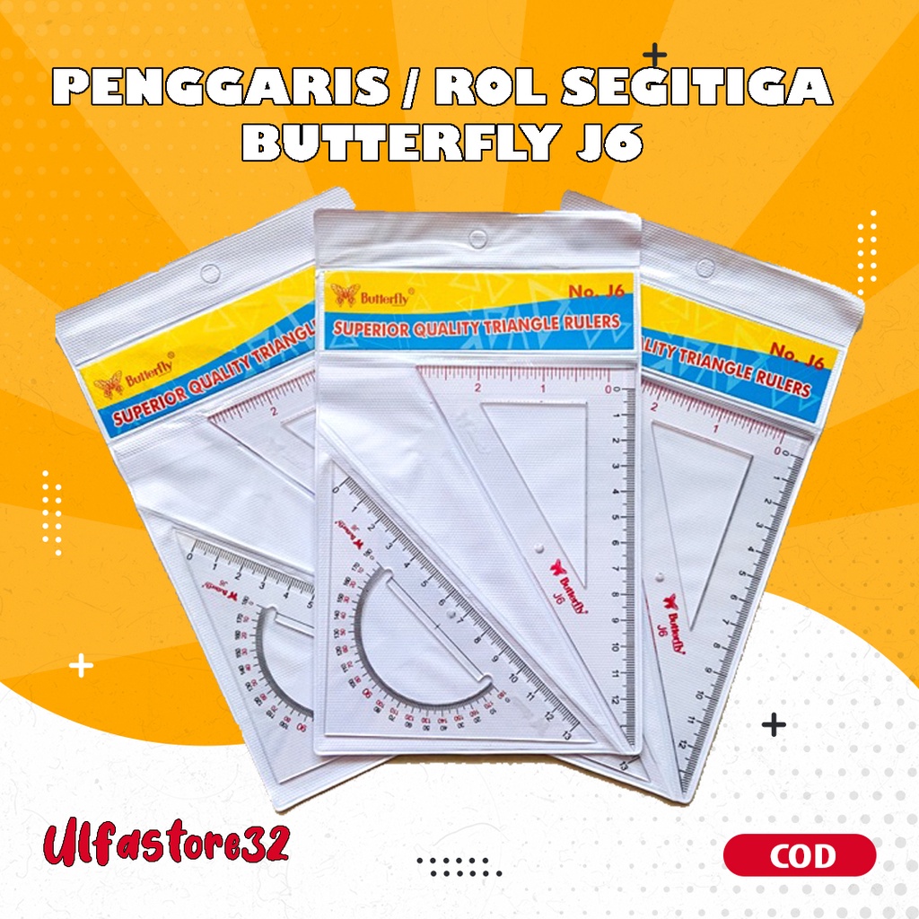 

Penggaris / rol segitiga butterfly J6 / triangle ruler / atk grosir murah sekolah