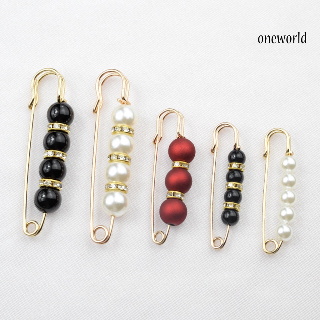 OW@ Safety Brooch Fine Workmanship Prevent Exposure Attractive Faux Pearl Women Safety Pin for Jewelry Craft