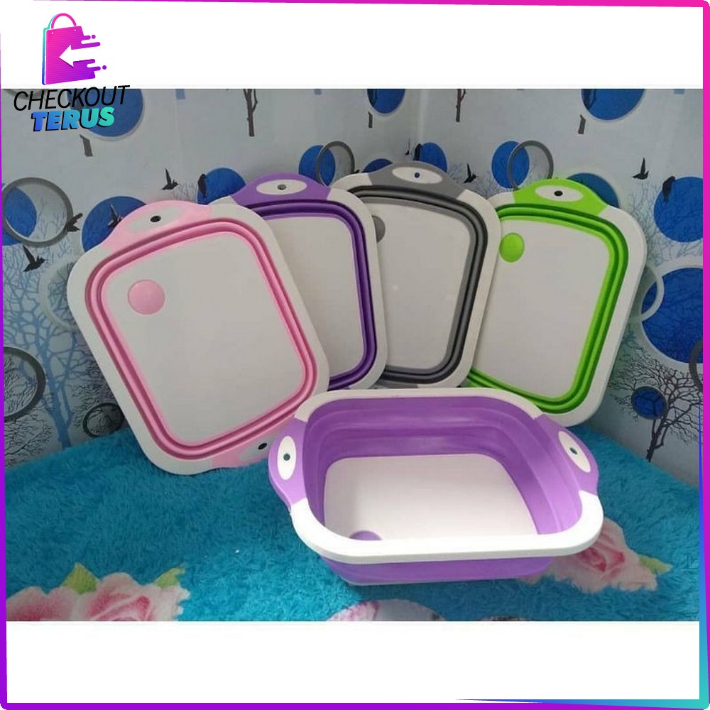 CT C128 Talenan Lipat Baskom Multifungsi 3in1 Peralatan Dapur Baskom Lipat Serbaguna Cutting Board Portable