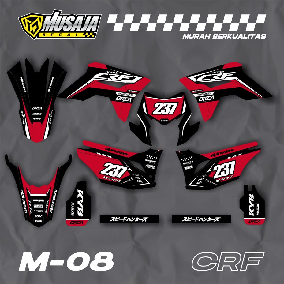Decal stiker motor CRF 150 L full body hitam merah - Decal CRF 150L fullbody
