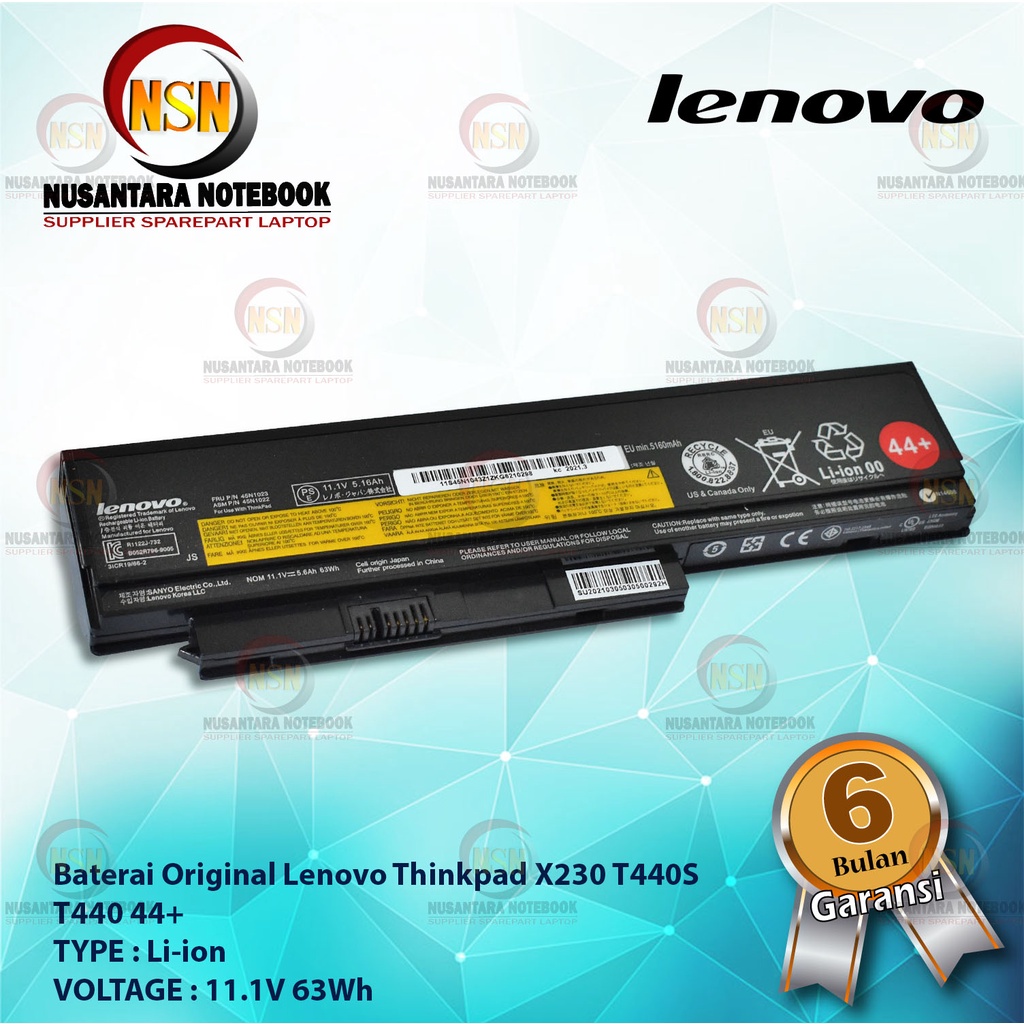 Baterai Laptop Original Lenovo Thinkpad X230 T440S T440 44+