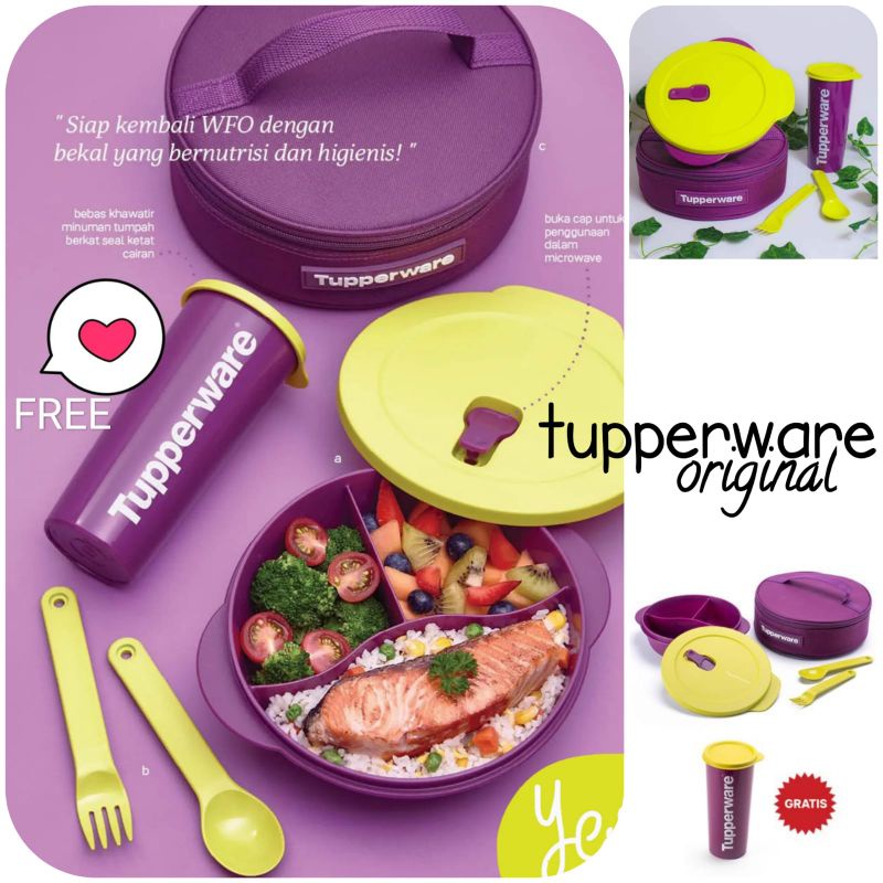 Tupperware Promo Bekal Kotak Makan Lunch Set Gratis Botol Minum