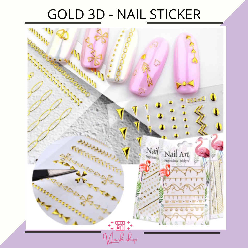 3D GOLD NAIL STICKER - STIKER KUKU