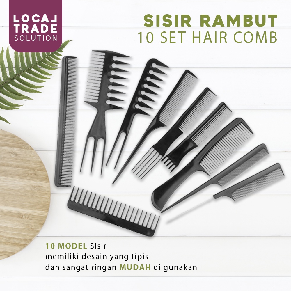 Paket Sisir 10 in 1 Rambut Pria Wanita Hair Comb Salon Anti Rontok Kusut