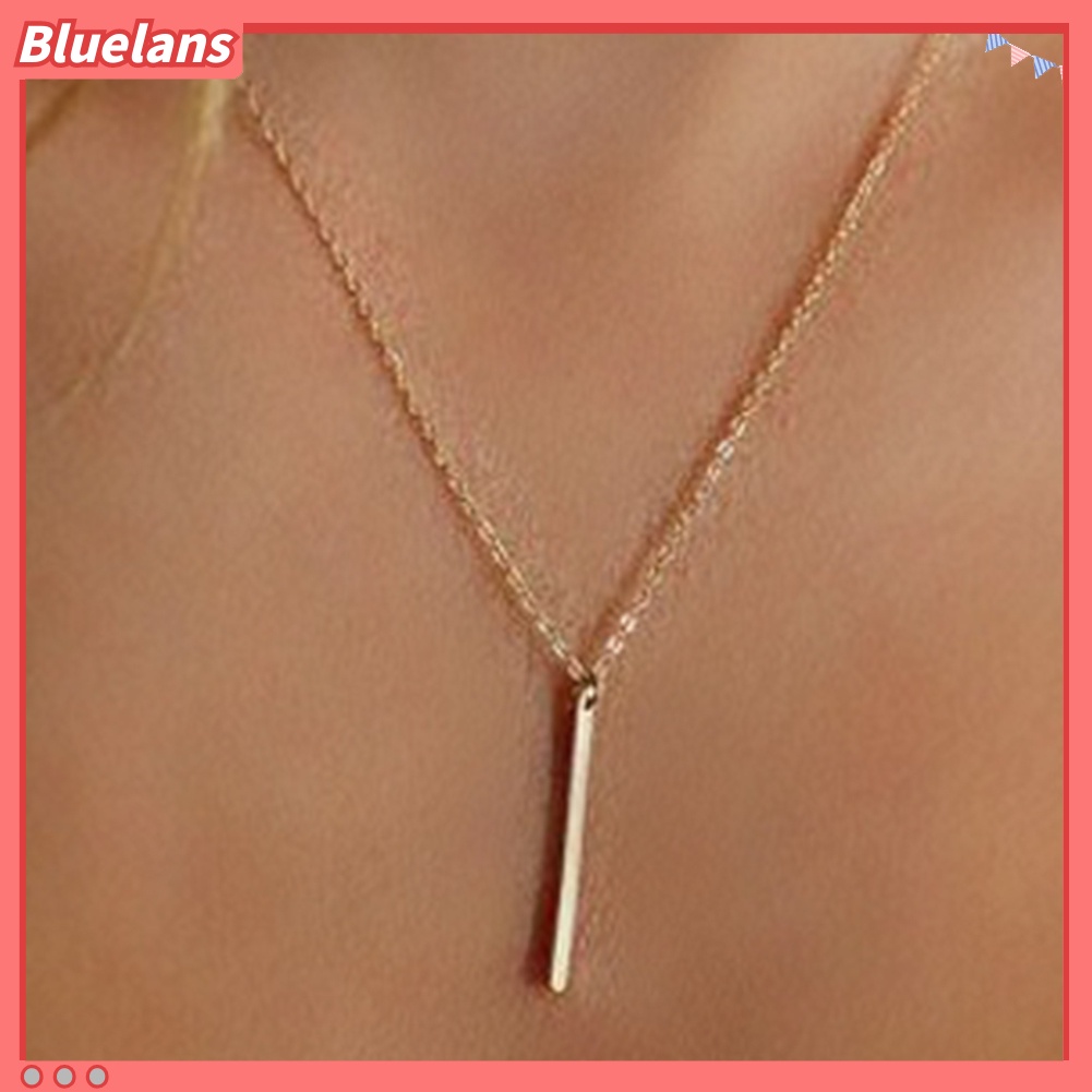 Bluelans Women Fashion Metal Bar Charm Dangle Gold Plated Chain Pendant Necklace