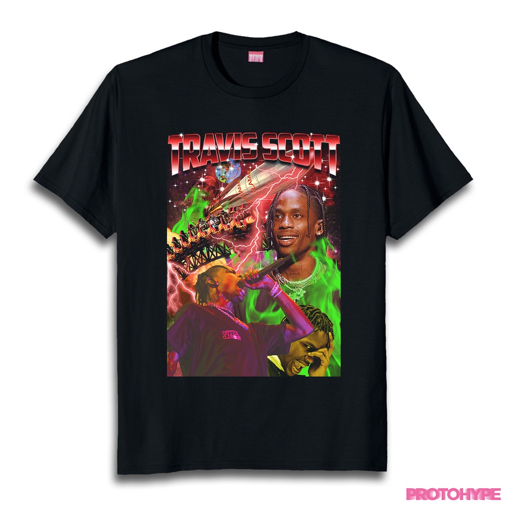 KAOS TRAVIS SCOTT RAP TEES UNISEX HITAM