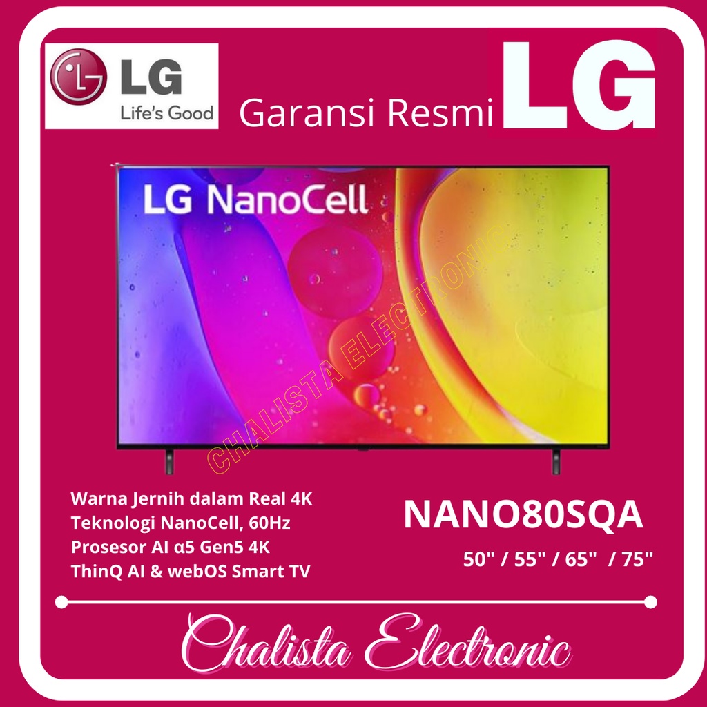 LG LED TV 65 inchi 65NANO80 UHD Smart TV 65NANO80SQA Nano Cell 65NANO