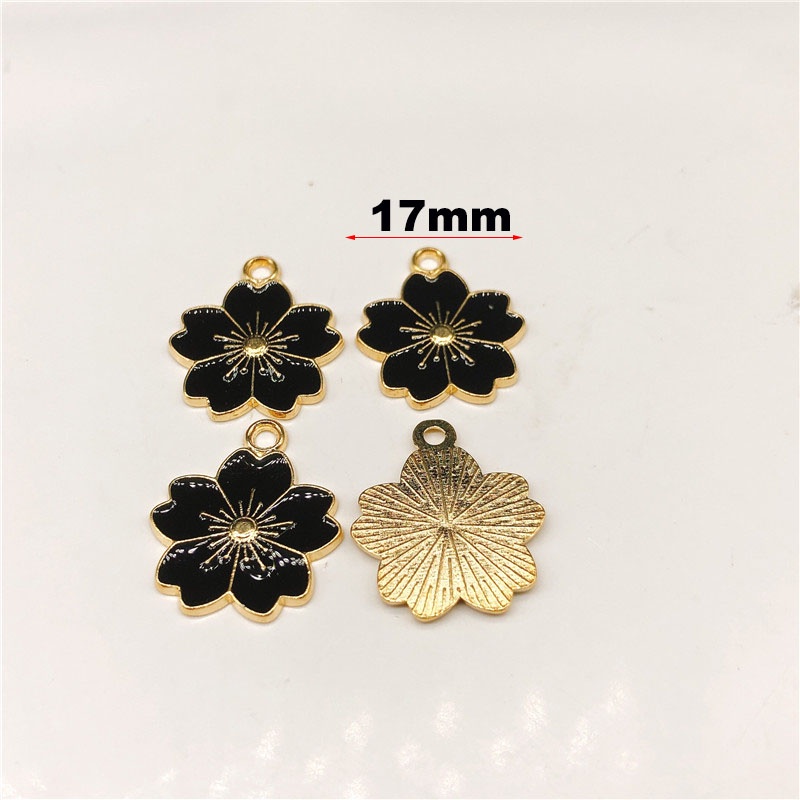 4pcs Manik-Manik Enamel Bentuk Bunga Bahan Alloy Metal Untuk Membuat Perhiasan Gelang DIY