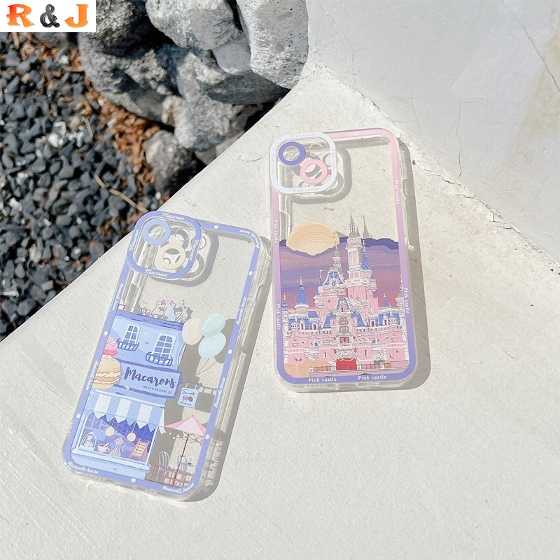 Soft Case TPU Transparan Motif Kartun Kastil Pink Cover Iphone 13 12 Pro Max 7 6 6s 8 Plus XR X XS Max SE