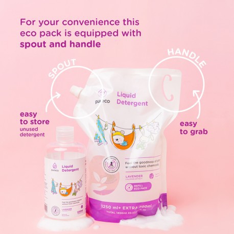 Pureco Refill 1450ml Liquid Detergen Sabun Pencuci Pakaian Baju Bayi Aman Ramah Lingkungan Babymania