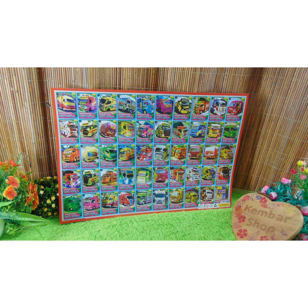 [BELI 2 GRATIS 1] POS-KARTU Poster Bermain Anak TK PAUD SD Upin Ipin Kucing dan Truk