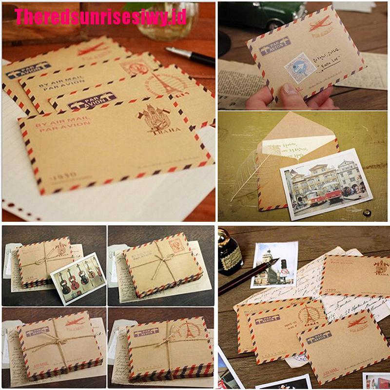 【Theredsunrisesiwy.id】New 10 Sheets Mini Envelope Postcard Letter Stationary Storage Paper Vintage