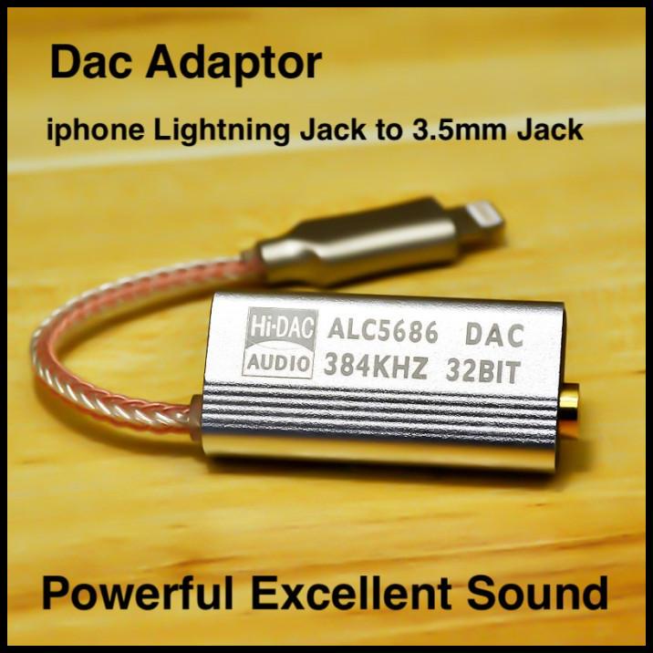 Premium Converter Lightning To 3.5Mm Jack Audio Dac Adapter Iphone