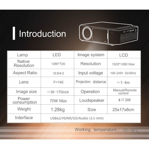 UNIC T6W - LED 720P HD Projector 3500 Lumens with Android OS Terbaru