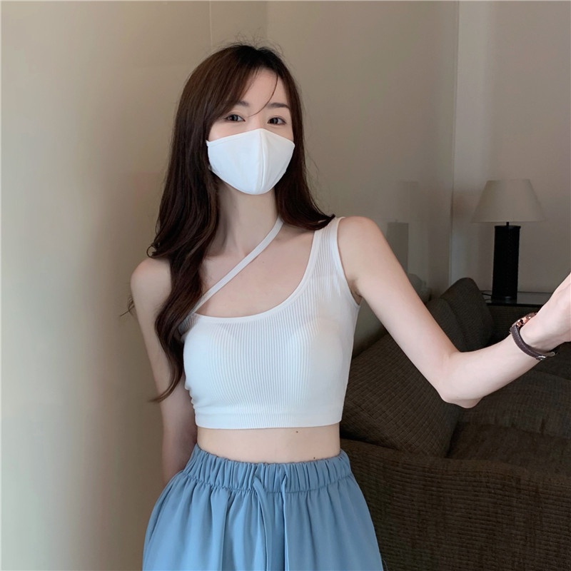 Brasay Tanktop Crop Top Tali Samping Korean Cross Tanktop Stylish Wanita Toga Padded Tanktop Crop Tanktop Bra With Cup Tanpa Kawat Import 1108