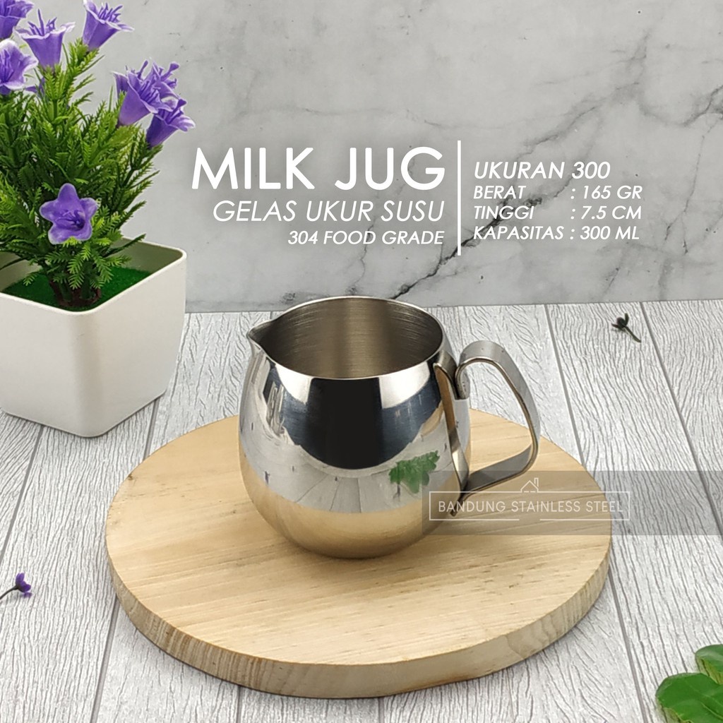 sus 304 Milk jug 300ml cembung bulat pitcher measurement latte jug polos  stainless steel