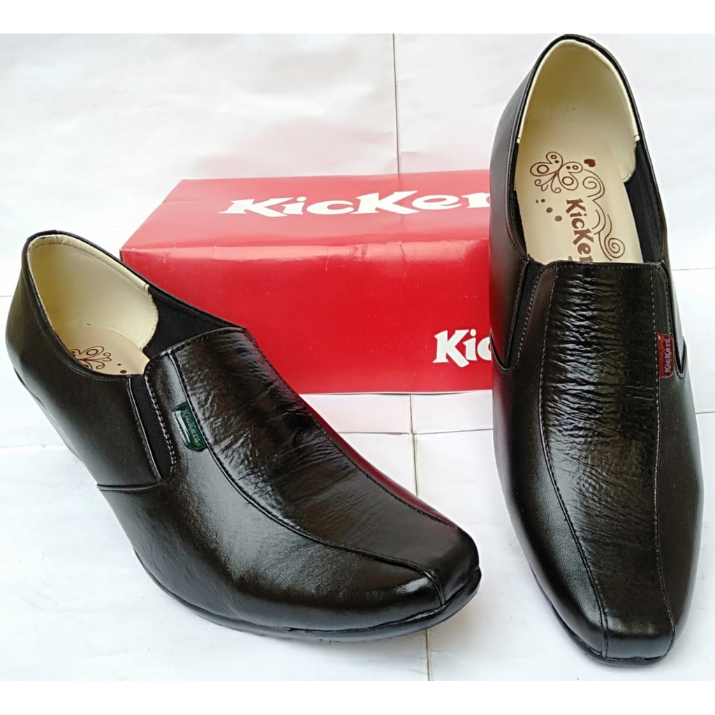 Sepatu pantofel wanita kickers kulit asli original fantofel elastis slip on formal kerja kantor COD