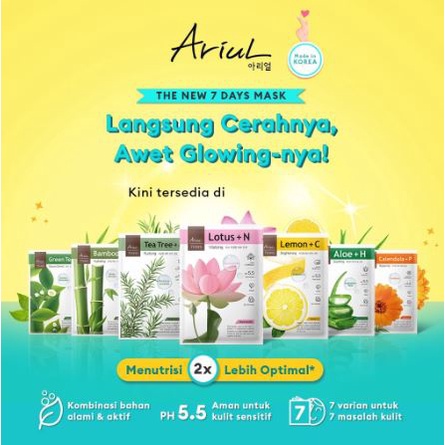 ARIUL 7 Days Mask Sheet ( BPOM ) - Masker Wajah 7Days / Muka ASLI dari KOREA - KEMASAN BARU - ORIGINAL MADE IN KOREA