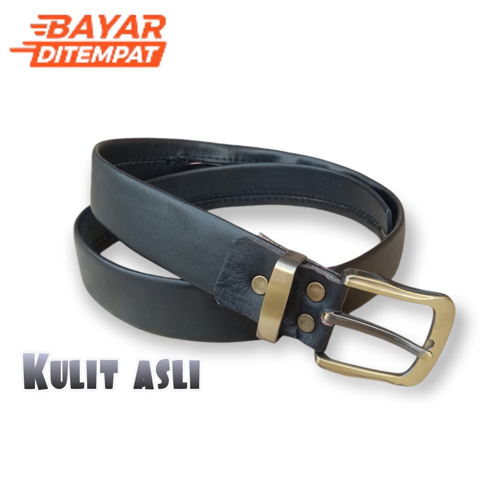 kat pinggang pria Gesper Belt resleting Sabuk kulit sapi asli panjang jumbo isim jimat MUrah 150 cm