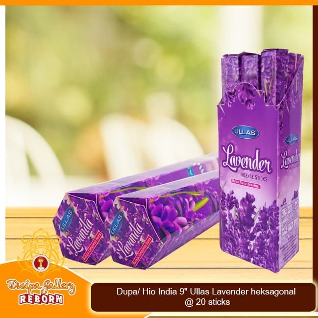 Dupa/ Hio India 9&quot; Ullas Lavender heksagonal @ 20 sticks (6pcs/box)