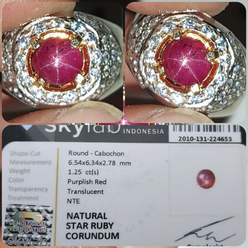 HQ NATURAL STAR RUBY 1.25CT NTE - RED SPINEL-BLUE SAPPHIRE-CATS EYE SILIMANITE-MALAYA GARNET-EMERALD