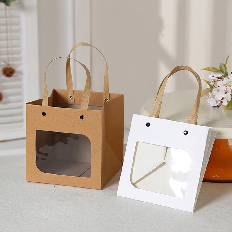 Transparent Soft PVC Gift Tote Packaging Bags with Hand Loop/ Clear Plastic Handbag/ 3 Sizes Cute Cosmetic Bag