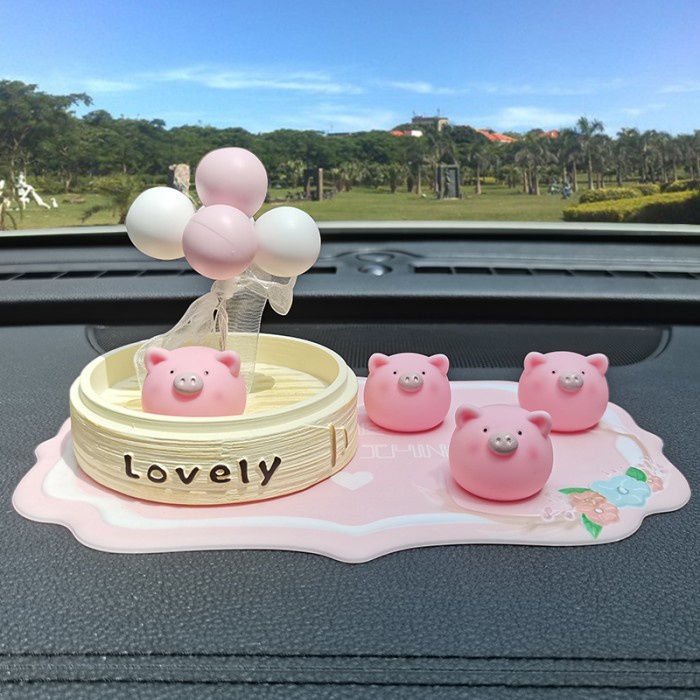 Pajangan Mobil Set Lovely Pingguin Pig Balon Hiasan Dashboard Premium