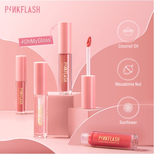 PINKFLASH #OhMyGloss Moisturizing Shine  Lip Gloss - Glossy Lip Cream Tint