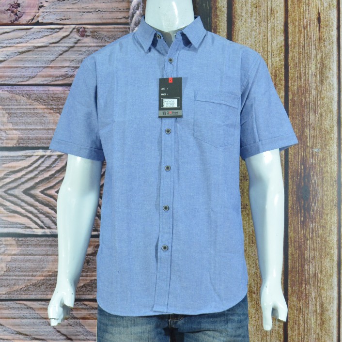 Kemeja polos Biru Denim Kemeja formal original brand 3nthree