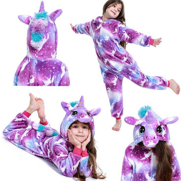 KOSTUM ONESIE UNICORN FLYING HORSE ANAK PIYAMA COSPLAY PESTA