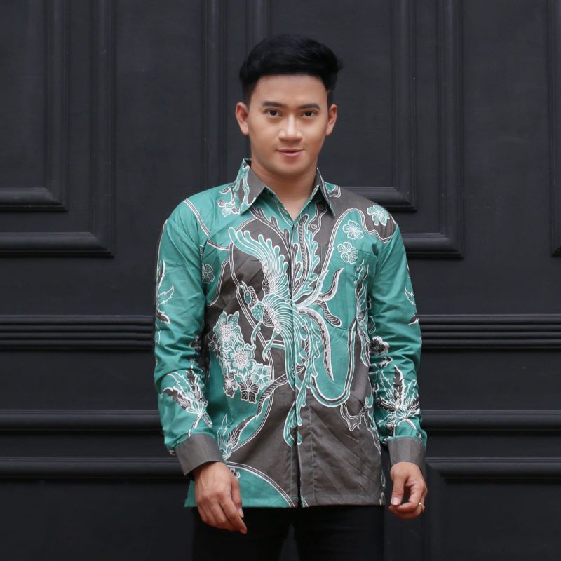 KEMEJA HEM BATIK PRIA MODIS LENGAN PANJANG M L XL XXL (COD)