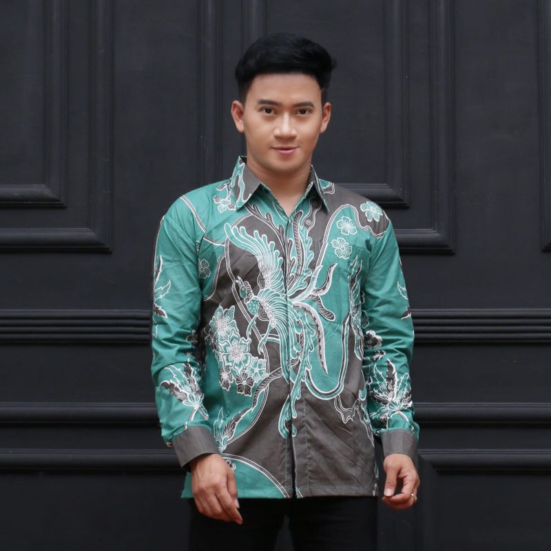 KEMEJA  HEM BATIK MODIS LENGAN PANJANG M.L.XL.XXL(COD)