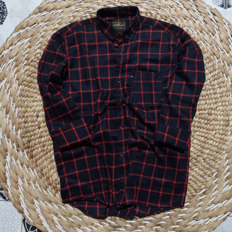 Kemeja Flanel Pria Wanita Lengan Panjang Oversize Motif Kotak Kotak Unisex-1160