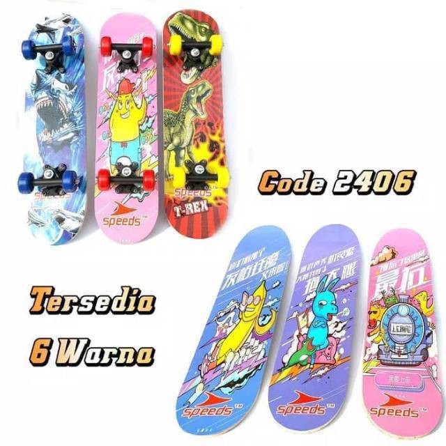 Mainan skateboard full set anak2 kids kayu kanada papan roda pvc 2406