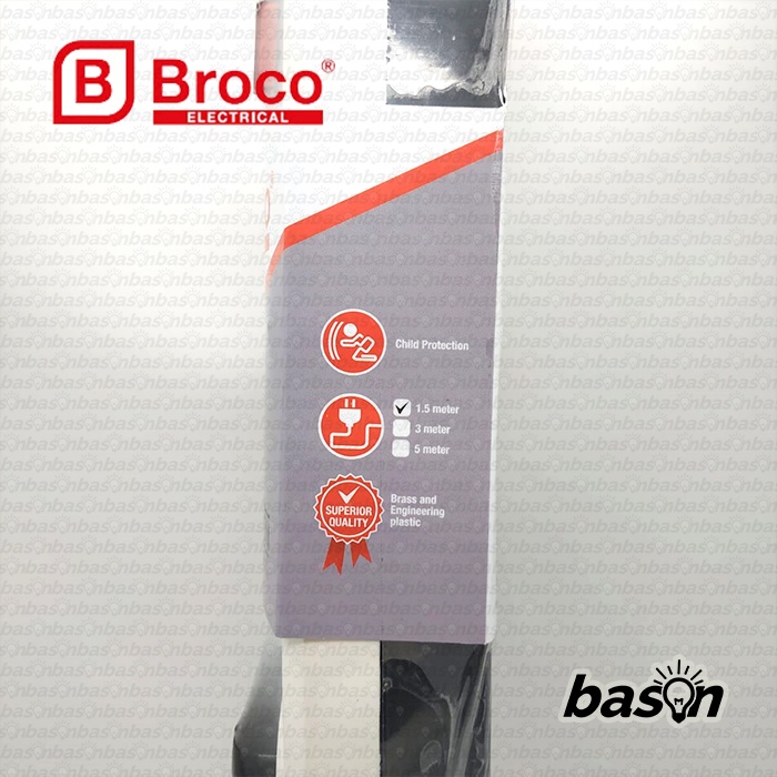 BROCO 15853 Stop Kontak 4 Lubang + USB 2 Lubang + Kabel 1.5 m + Switch