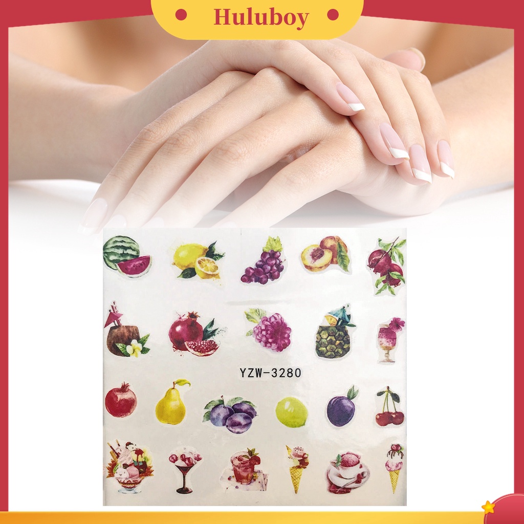 Huluboy Huluboy♡ 2020 Stiker Kuku Artistik Warna Cerah Untuk Dekorasi Nail Art DIY