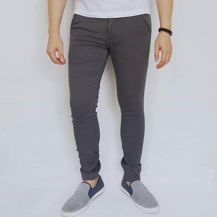 dark grey abu tua GUESS chino long pants celana panjang keren pria