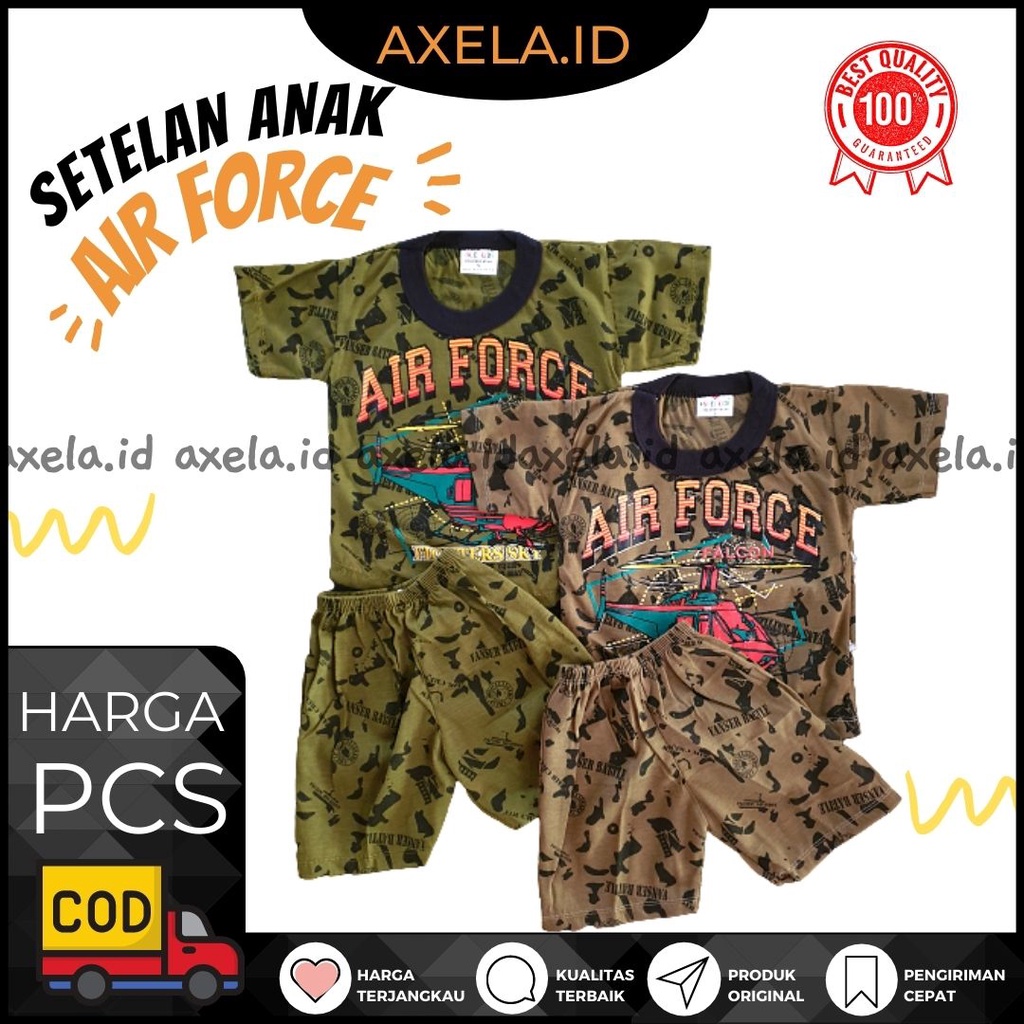 Setelan baju army AIR FORCE/baju doreng anak/baju army baju abri size S LENGAN PENDEK