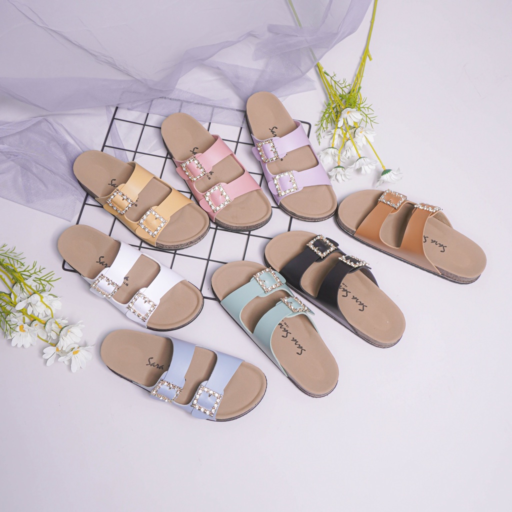 SARA SARA KIMMY Sandal wanita casual sandal slop puyuh kekinian model birken ban dua ( JINNY SERIES )