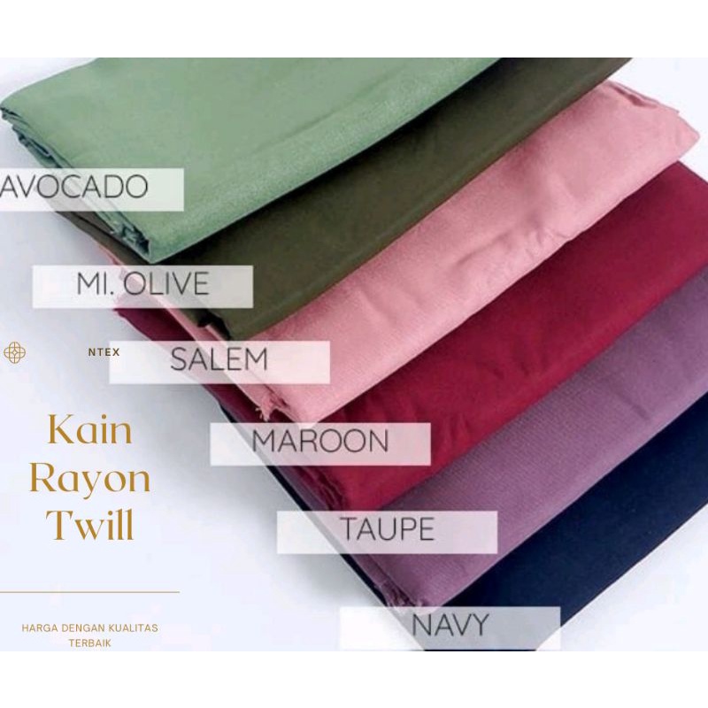 Kain Katun Rayon Twill Viscose Premium tebal lembut harga setengah meter