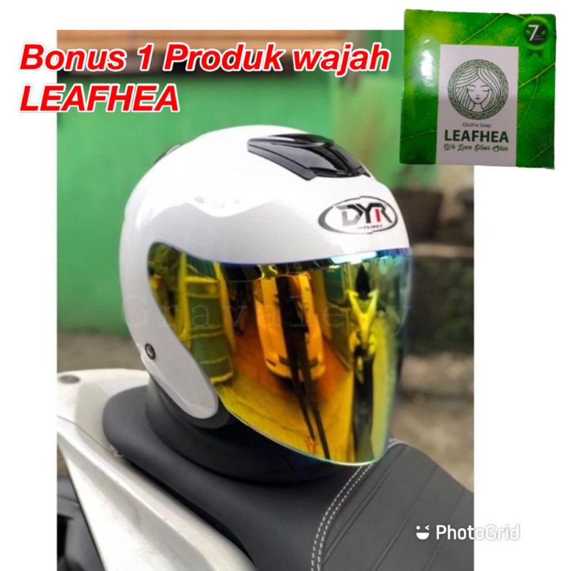 HELM KYOTO DYR PUTIH PAKET GNTENG FREE SABUN HERBAL LEAFEHA