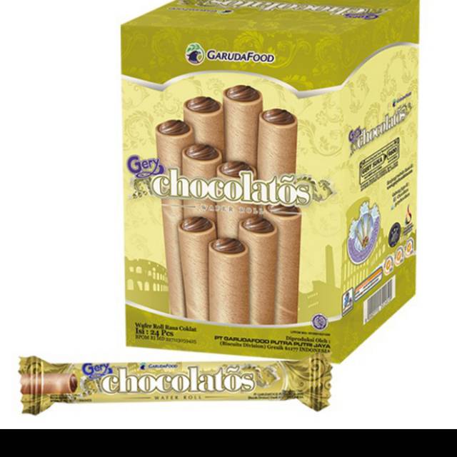 

Gery Chocolatos 1 box 24pcs Wafer Roll Coklat Garuda Food